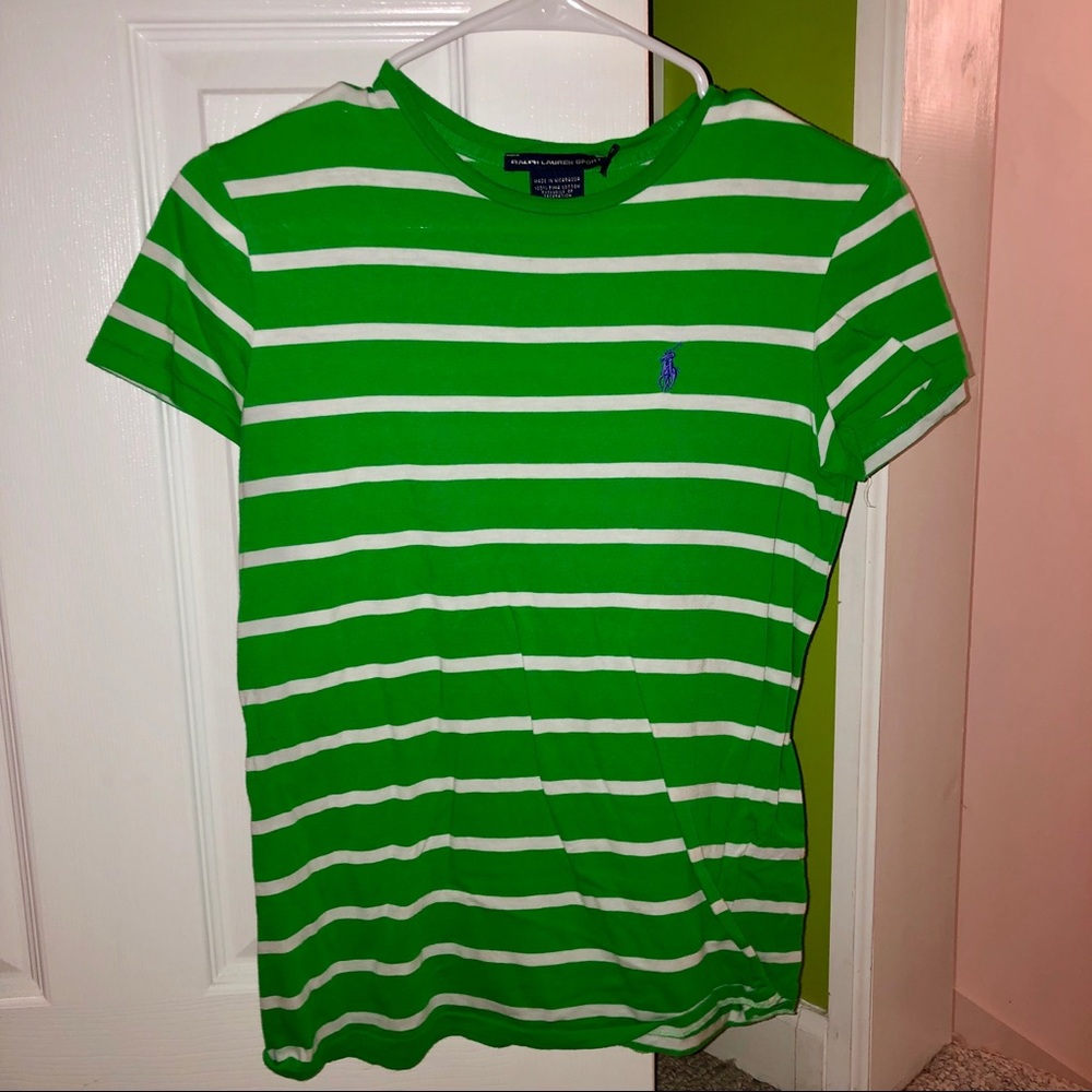 Ralph Lauren Polo Green and White striped shirt